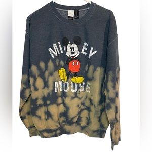 Disney Mickey Mouse Gray Tie Dye Pullover Crewneck Sweatshirt Women's Medium